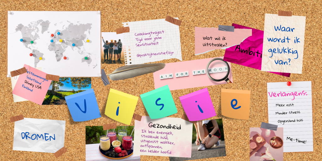 Verzameling inspiratie voor een visie bord
